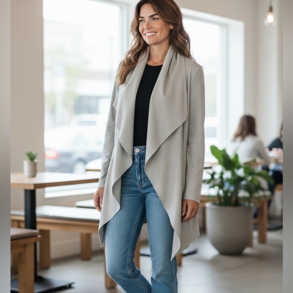 G.I.L.I. Jackets & Blazers - G.I.L.I. Faux Suede Draped Duster